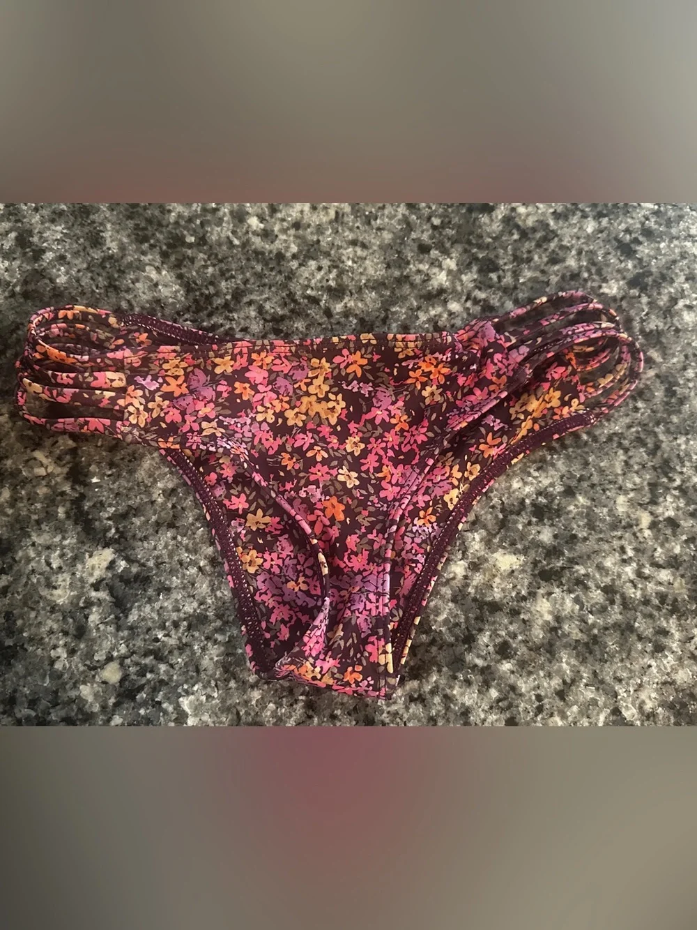 Girls' Floral Bikini Bottoms in Burgundy